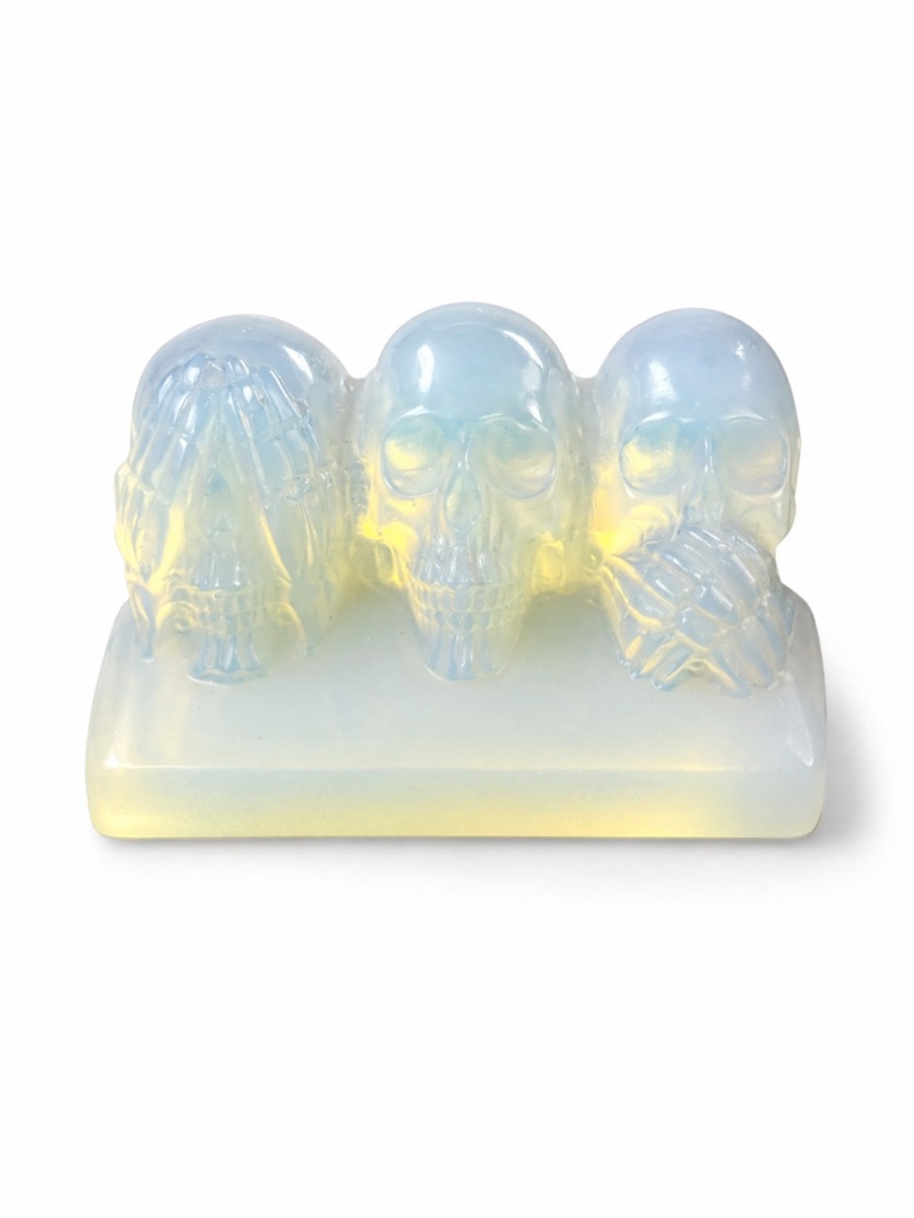 Opalite Three Skulls Sculpture - See No Evil